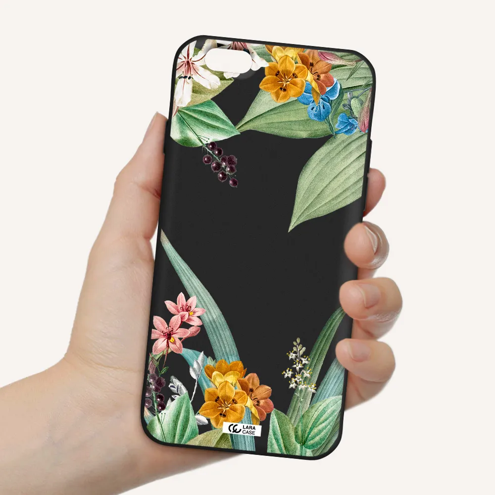 Summer Flower Vector Apple iPhone 6 Silicone black Case