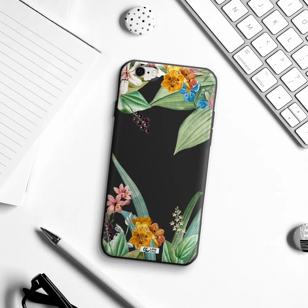 Summer Flower Vector Apple iPhone 6 Silicone black Case