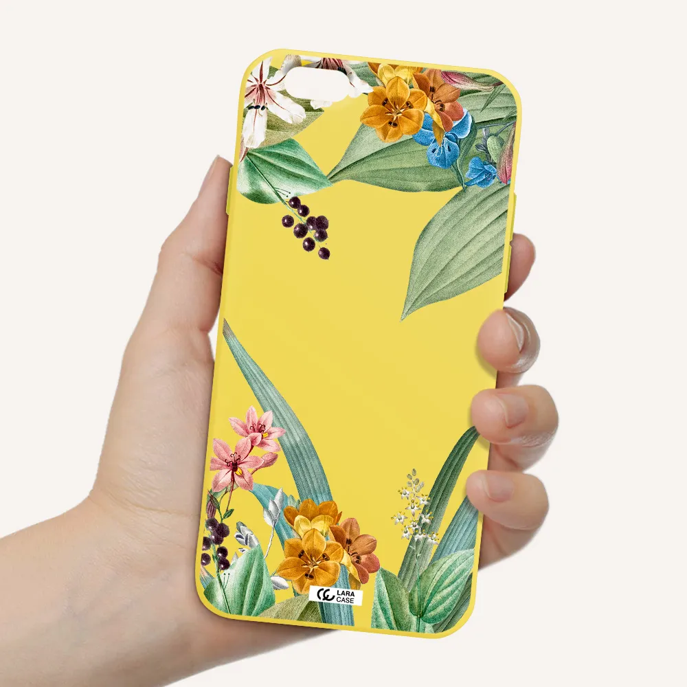 Summer Flower Vector Apple iPhone 6 Silicone canary yellow Case