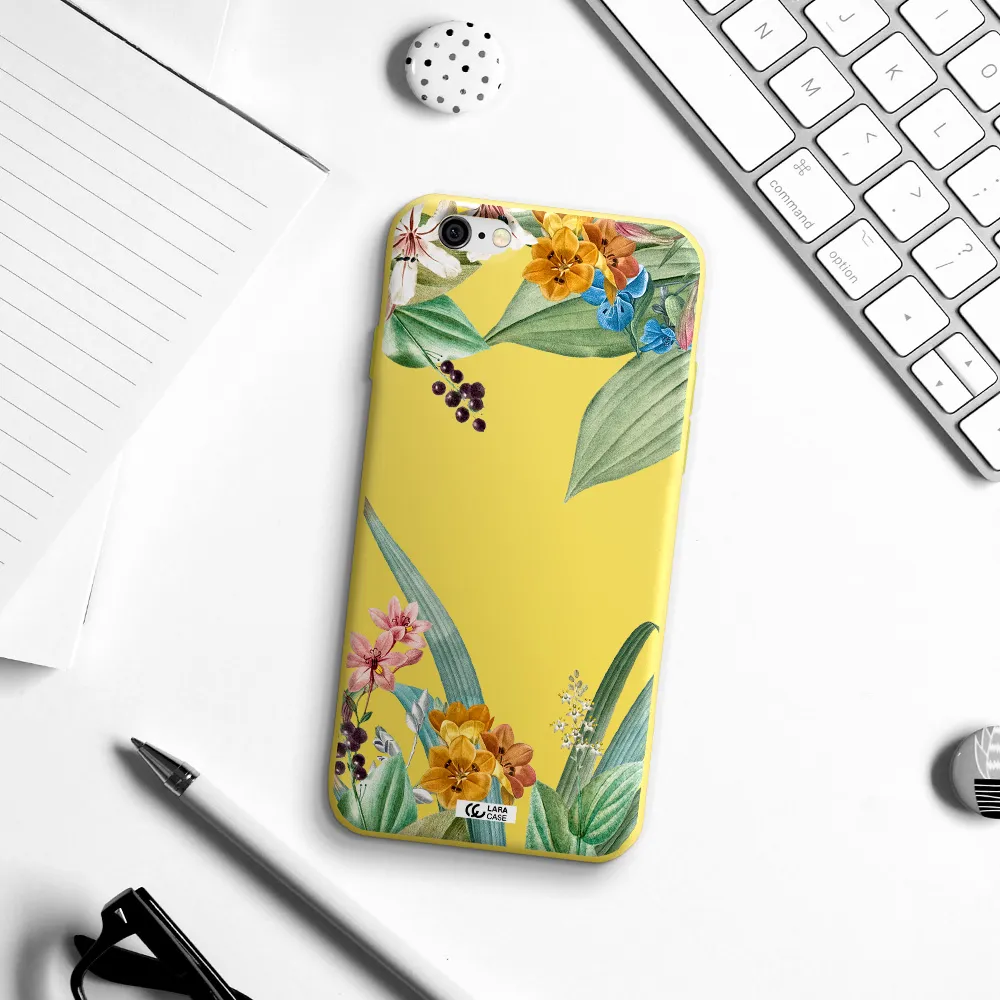 Summer Flower Vector Apple iPhone 6 Silicone canary yellow Case
