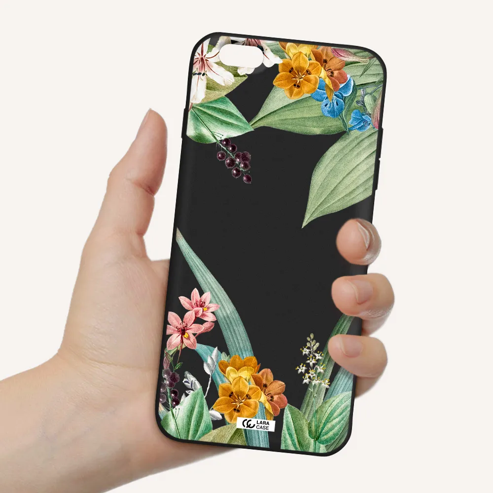 Summer Flower Vector Apple iPhone 6S Silicone black Case