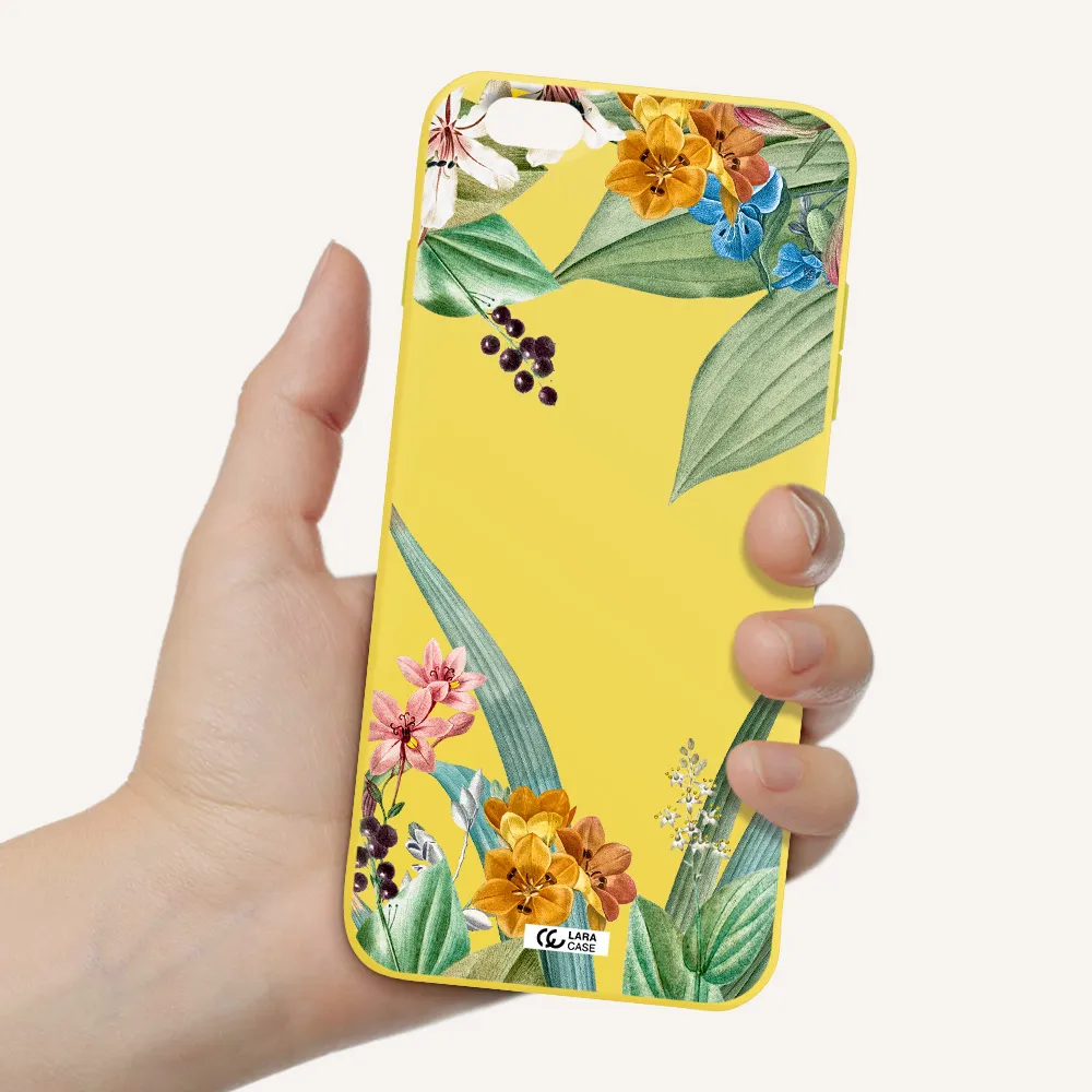 Summer Flower Vector Apple iPhone 6S Silicone canary yellow Case