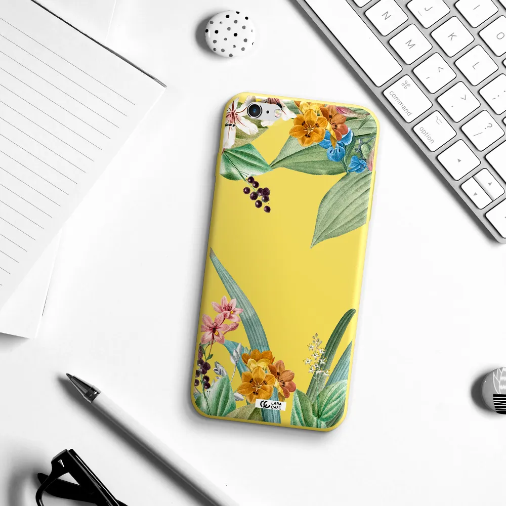 Summer Flower Vector Apple iPhone 6S Silicone canary yellow Case