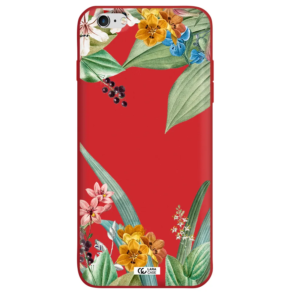 Summer Flower Vector Apple iPhone 6S Silicone Imperial Red Case