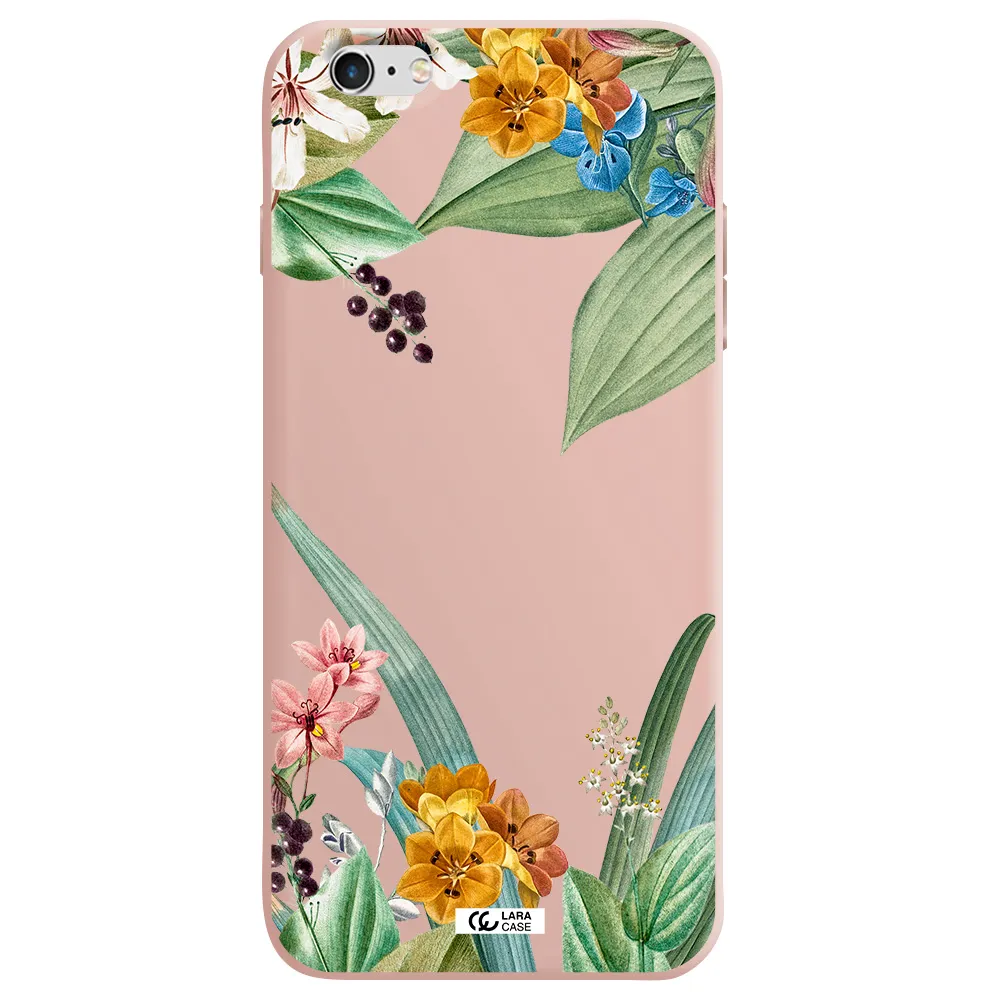 Summer Flower Vector Apple iPhone 6S Silicone pastel pink Case