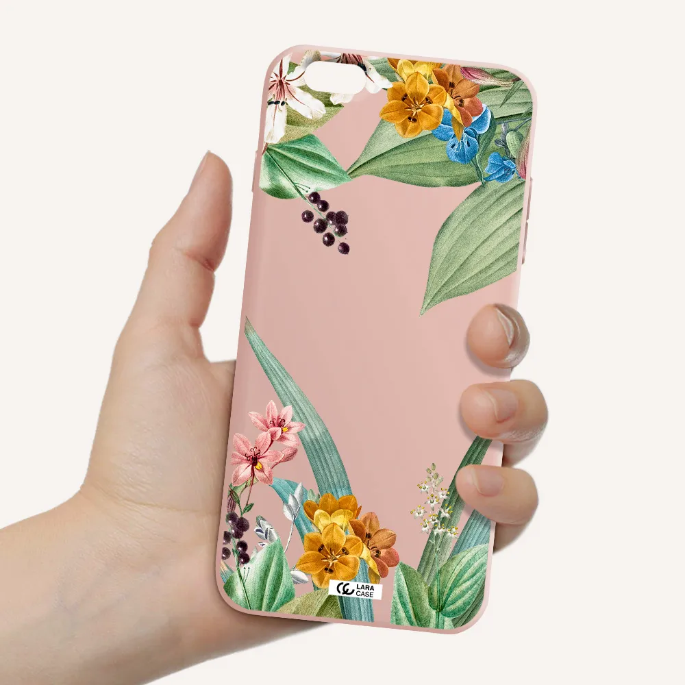 Summer Flower Vector Apple iPhone 6S Silicone pastel pink Case