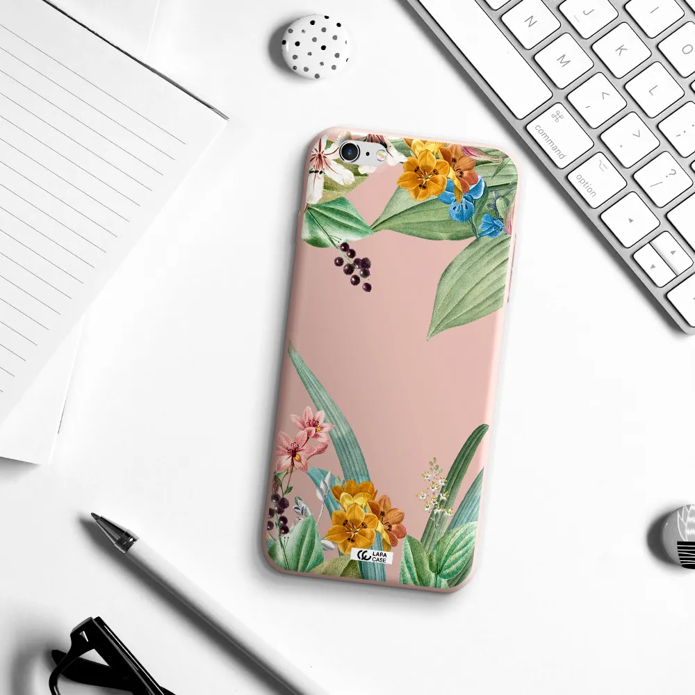 Summer Flower Vector Apple iPhone 6S Silicone pastel pink Case