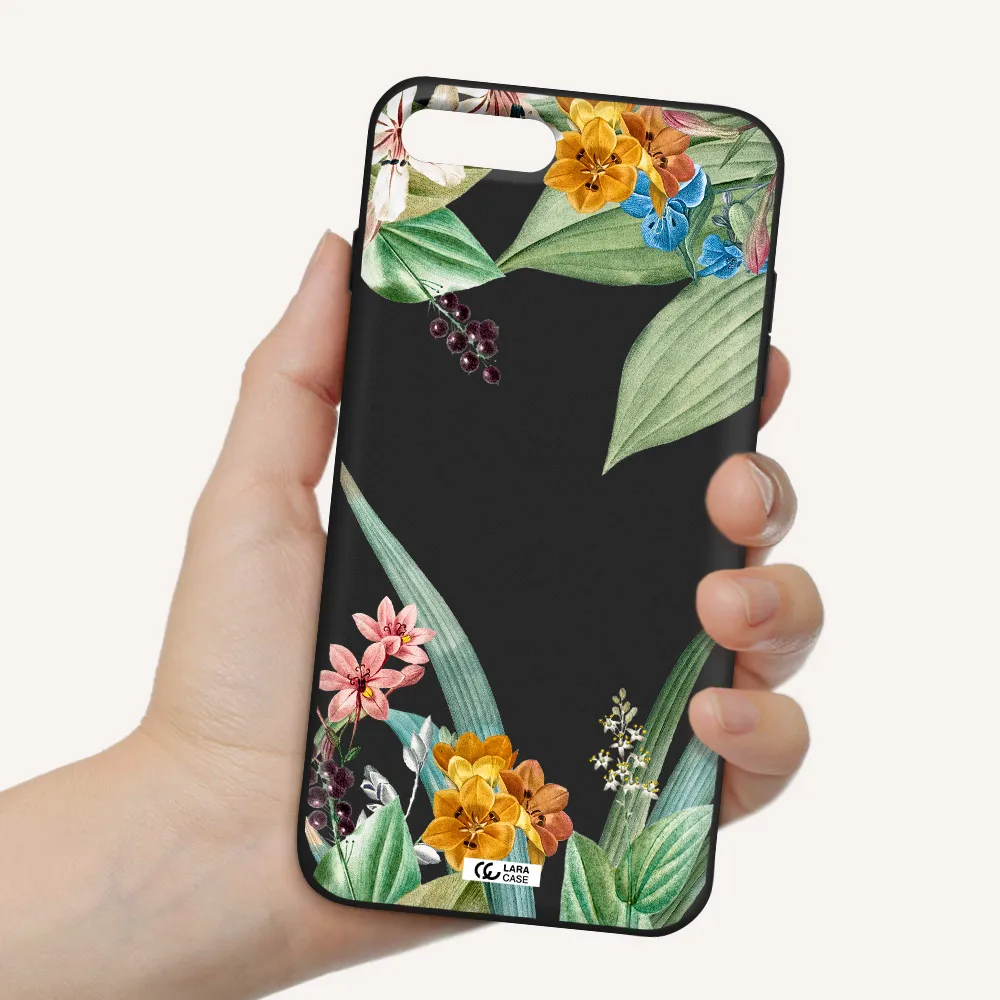 Summer Flower Vector Apple iPhone 7 plus Silicone black Case