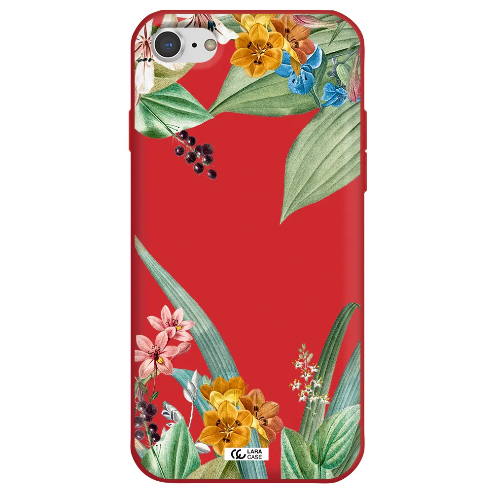 Summer Flower Vector Apple iPhone 7 Silicone Imperial Red Case