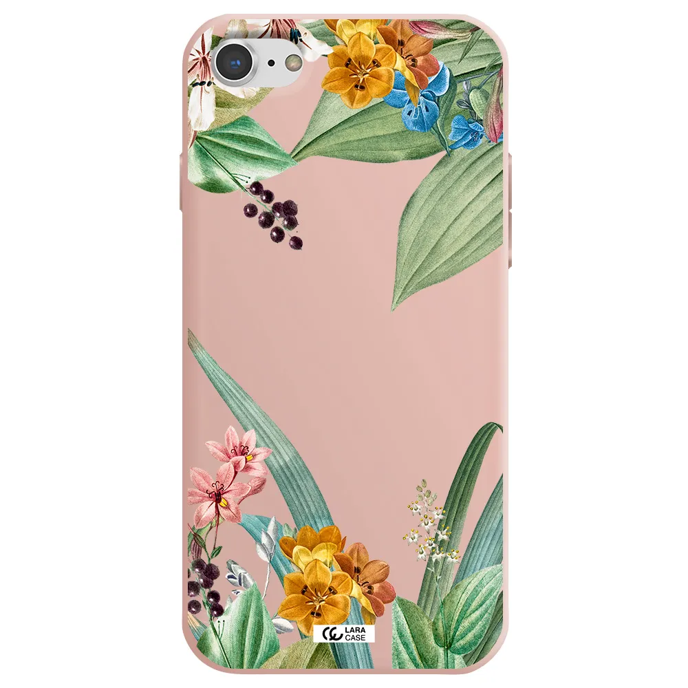 Summer Flower Vector Apple iPhone 7 Silicone pastel pink Case