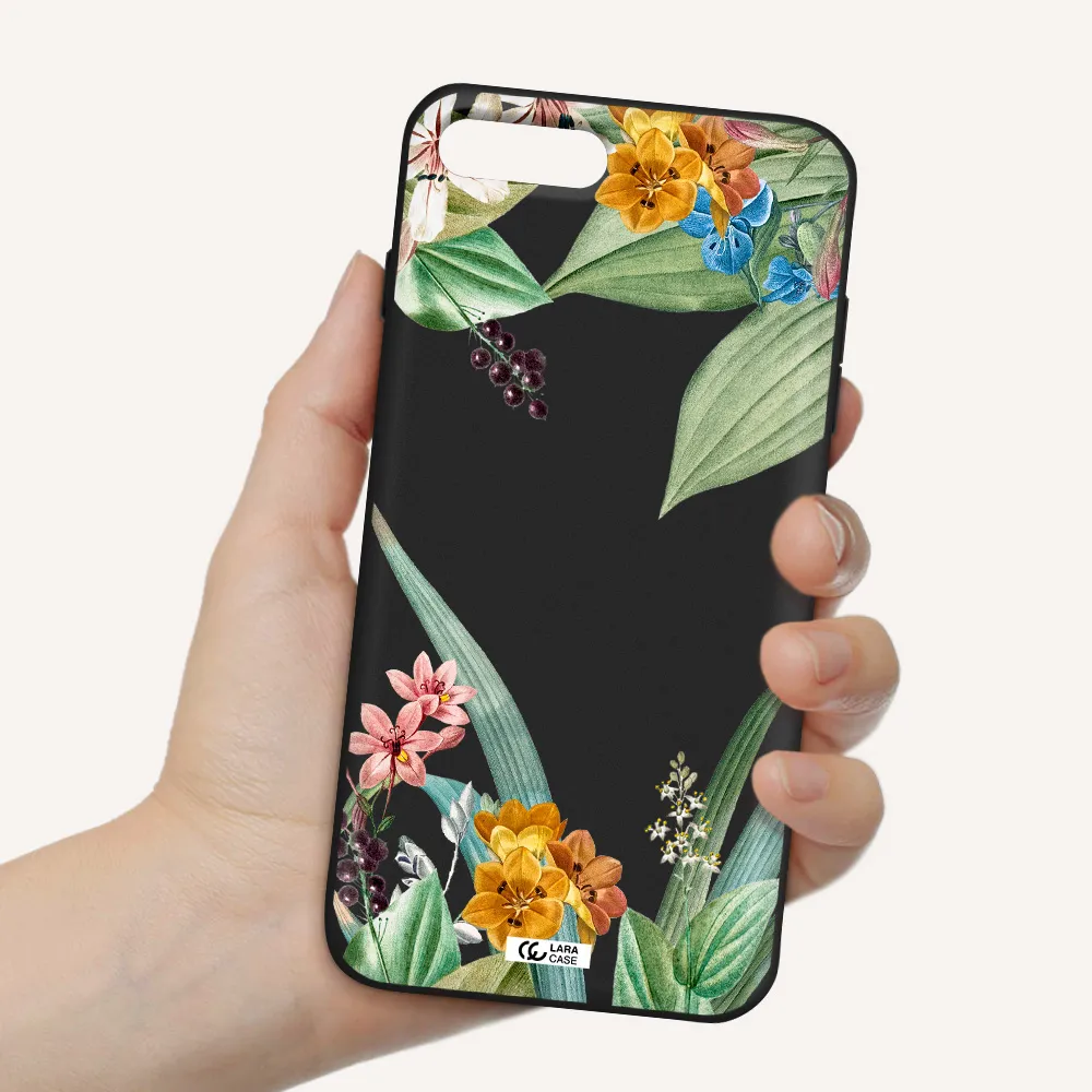 Summer Flower Vector Apple iPhone 8 plus Silicone black Case