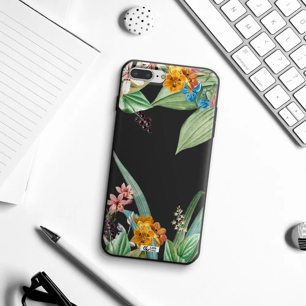 Summer Flower Vector Apple iPhone 8 plus Silicone black Case