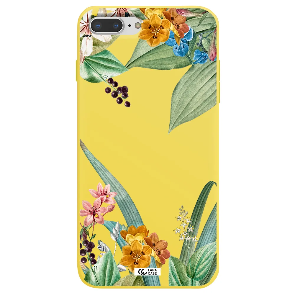 Summer Flower Vector Apple iPhone 8 plus Silicone canary yellow Case