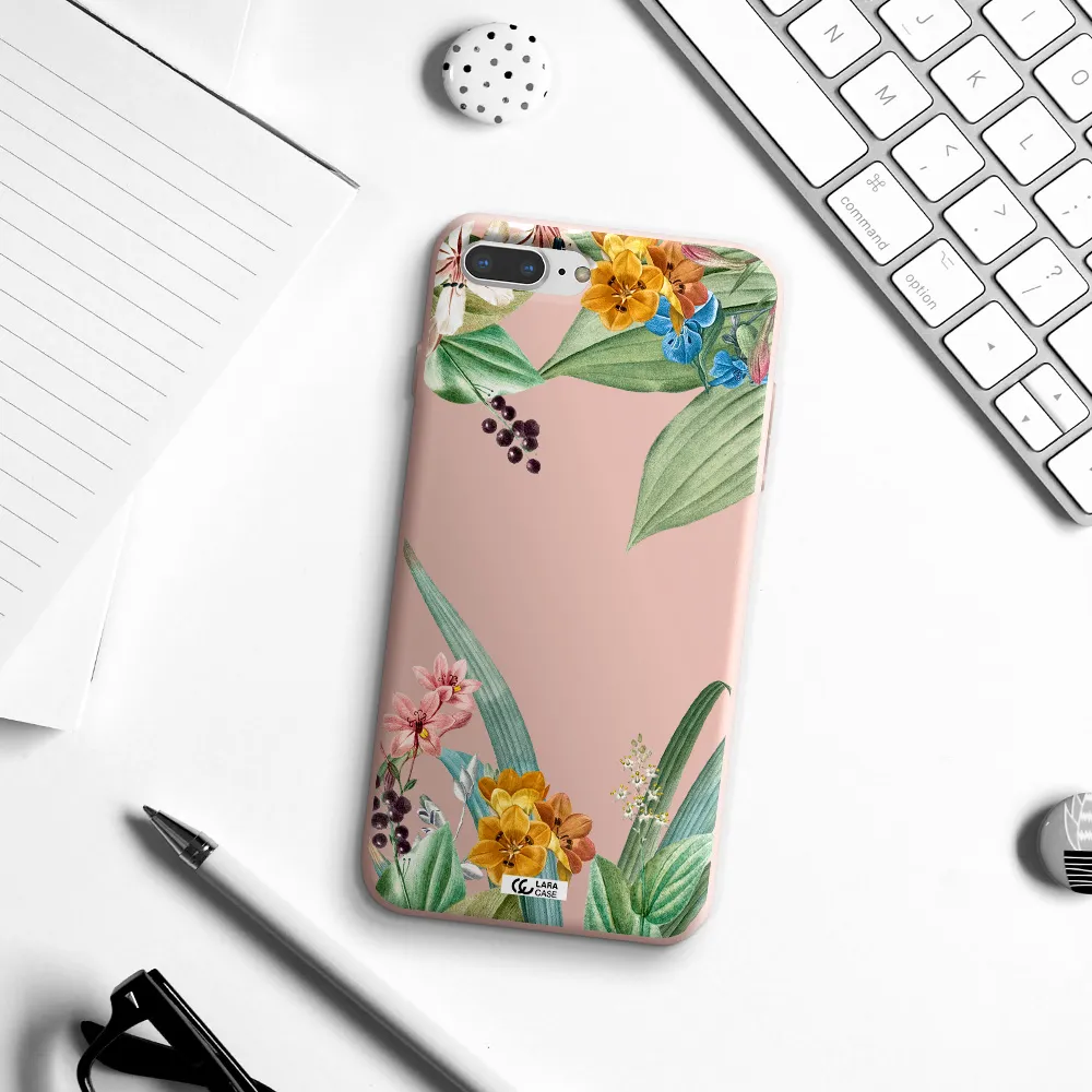 Summer Flower Vector Apple iPhone 8 plus Silicone pastel pink Case