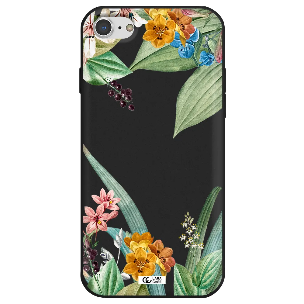 Summer Flower Vector Apple iPhone 8 Silicone black Case