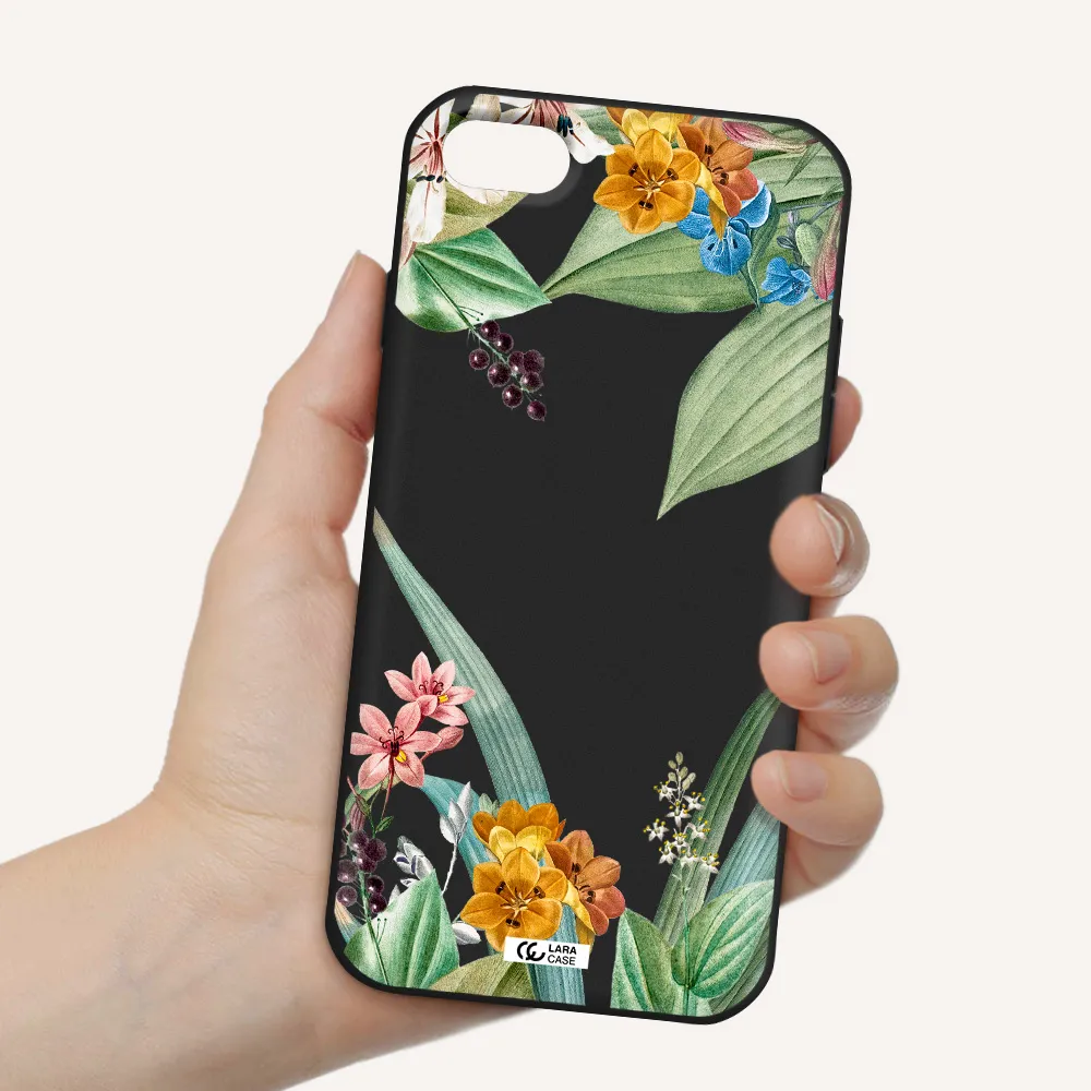 Summer Flower Vector Apple iPhone 8 Silicone black Case