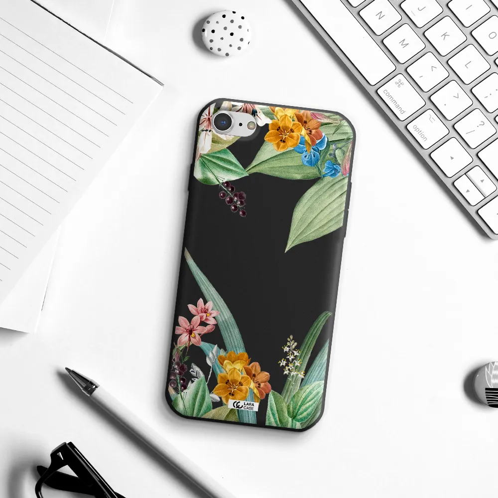Summer Flower Vector Apple iPhone 8 Silicone black Case