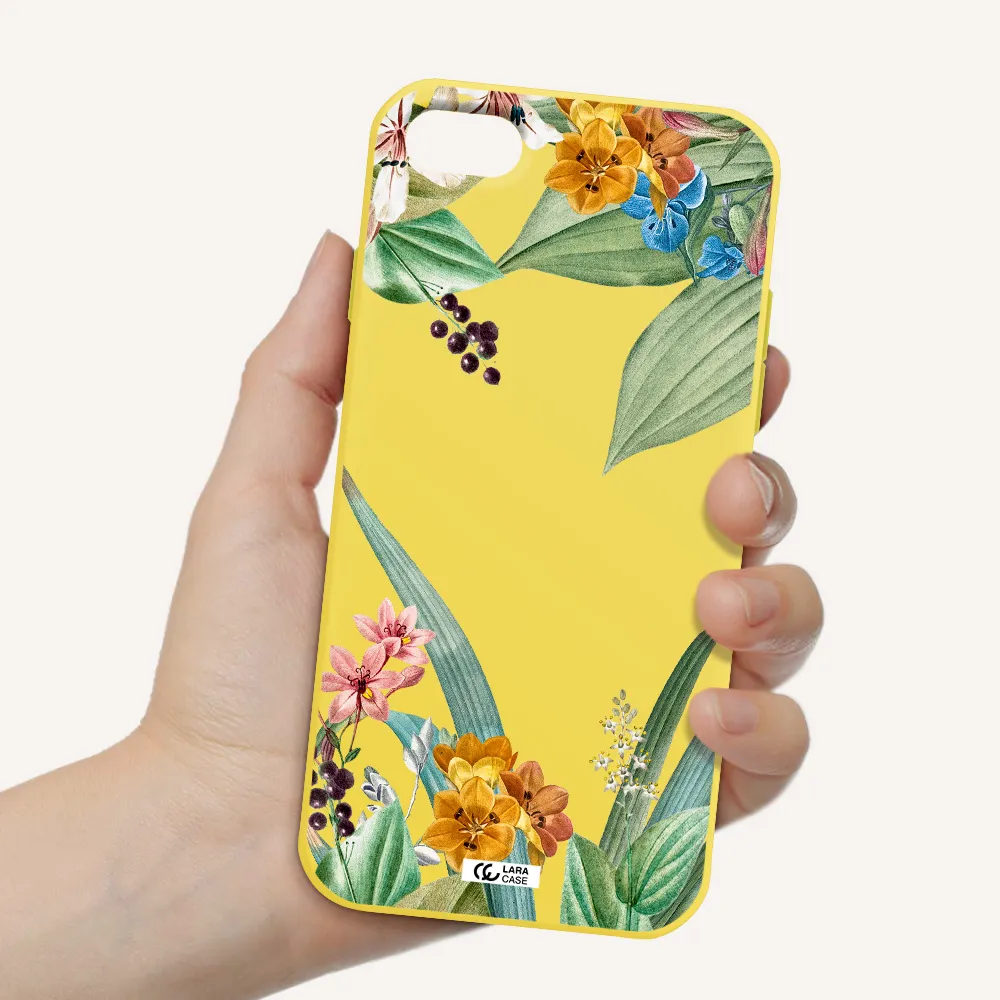Summer Flower Vector Apple iPhone 8 Silicone canary yellow Case
