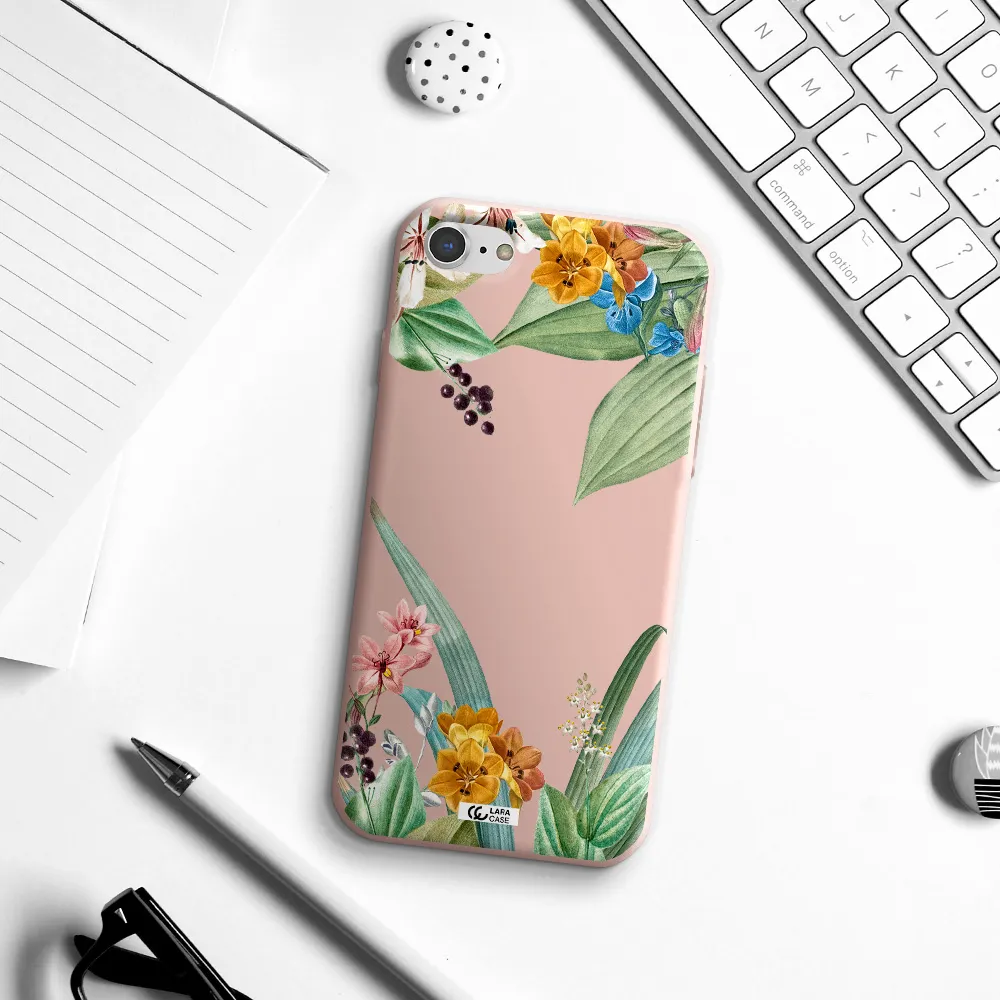 Summer Flower Vector Apple iPhone 8 Silicone pastel pink Case