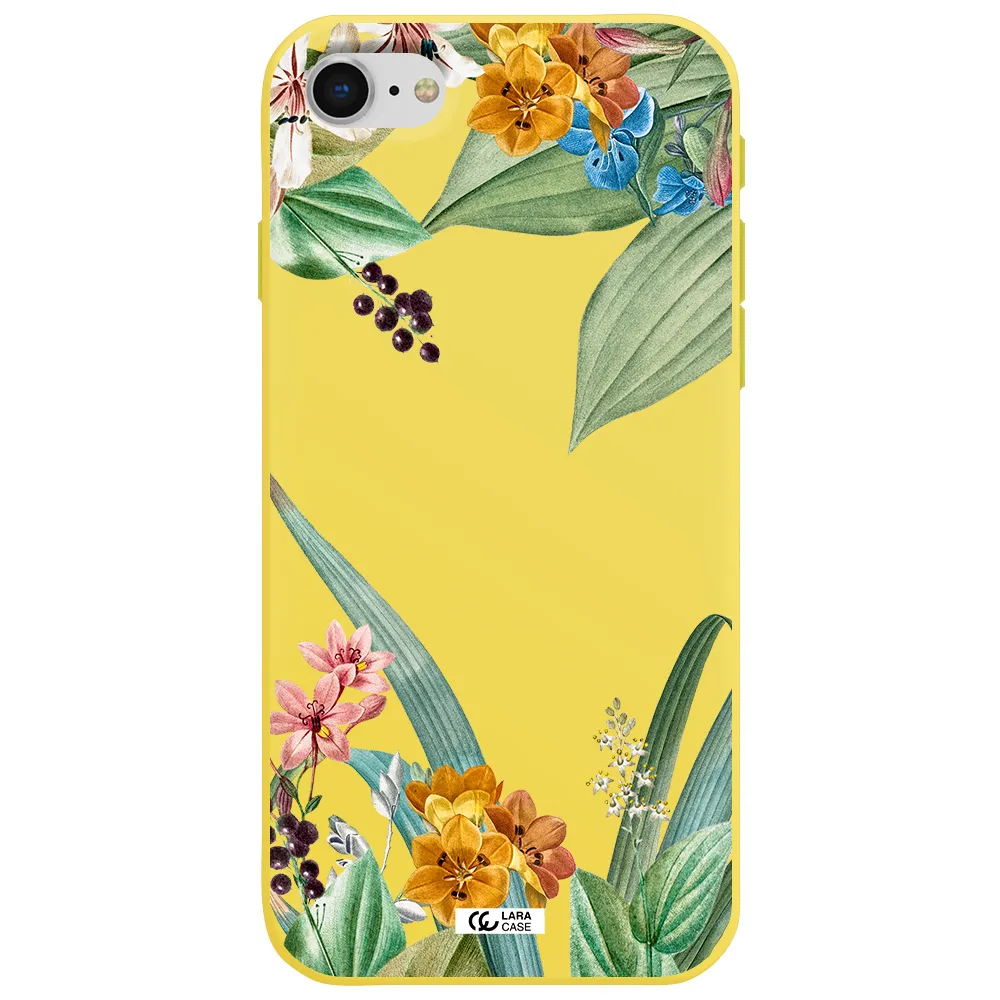 Summer Flower Vector Apple iPhone se 2020 Silicone canary yellow Case