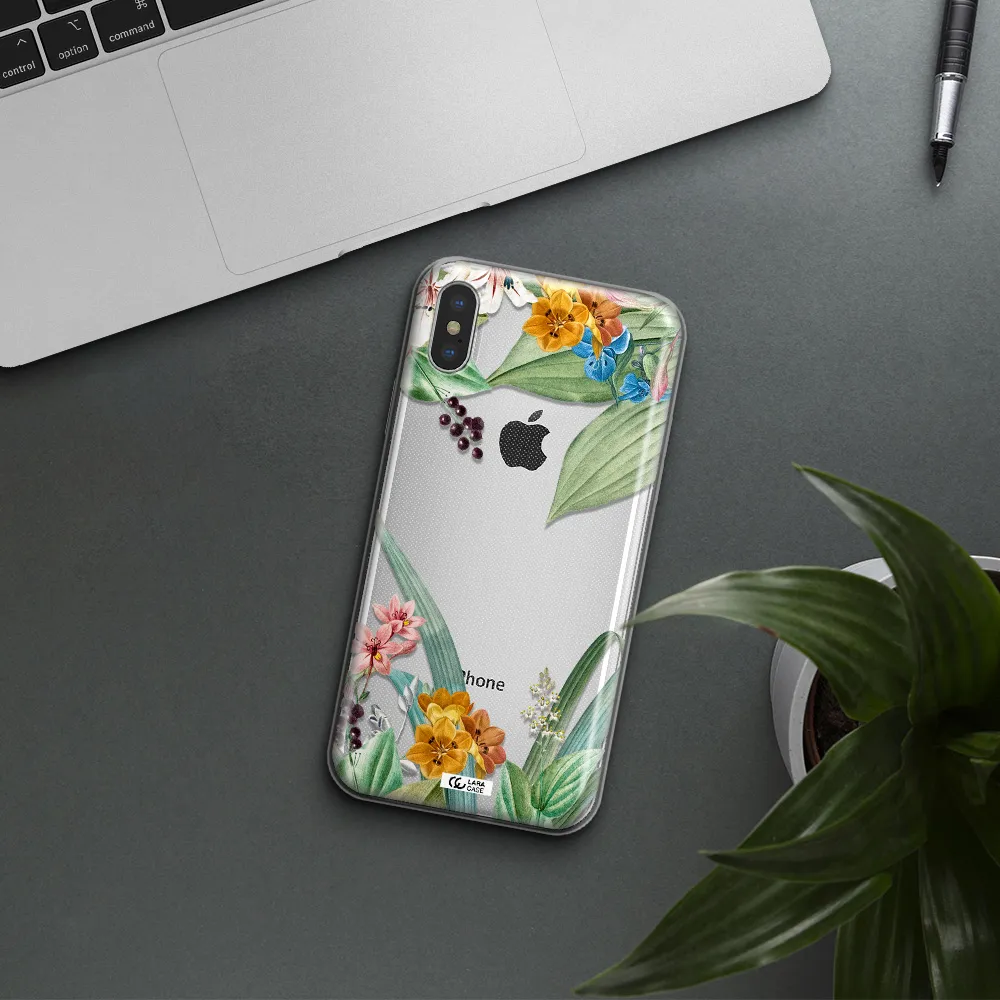 Summer Flower Vector Apple iPhone X Clear TPU Case