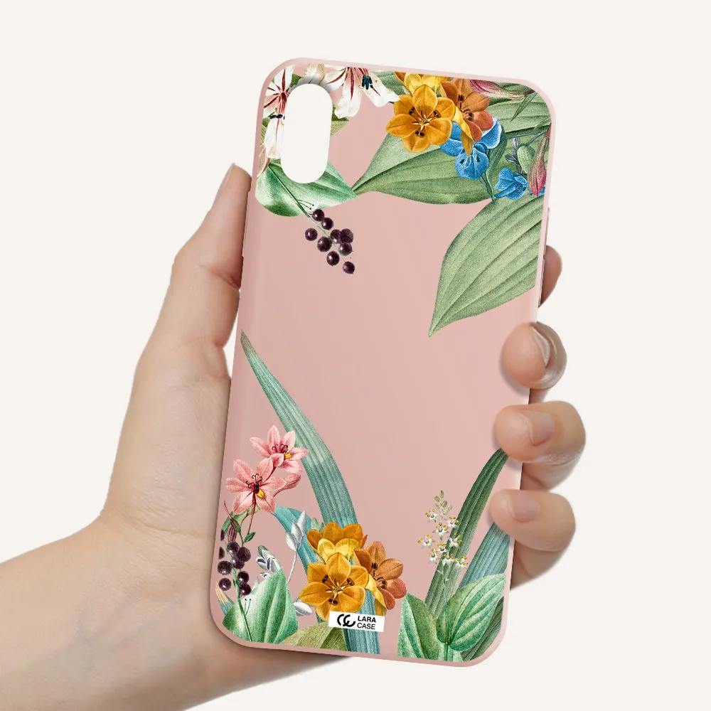 Summer Flower Vector Apple iPhone X Silicone pastel pink Case