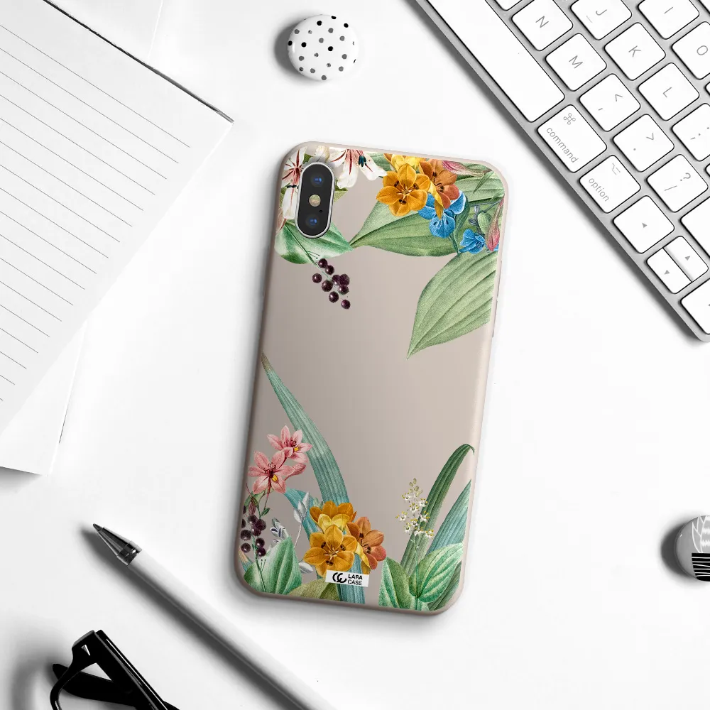 Summer Flower Vector Apple iPhone X Silicone Stone Case