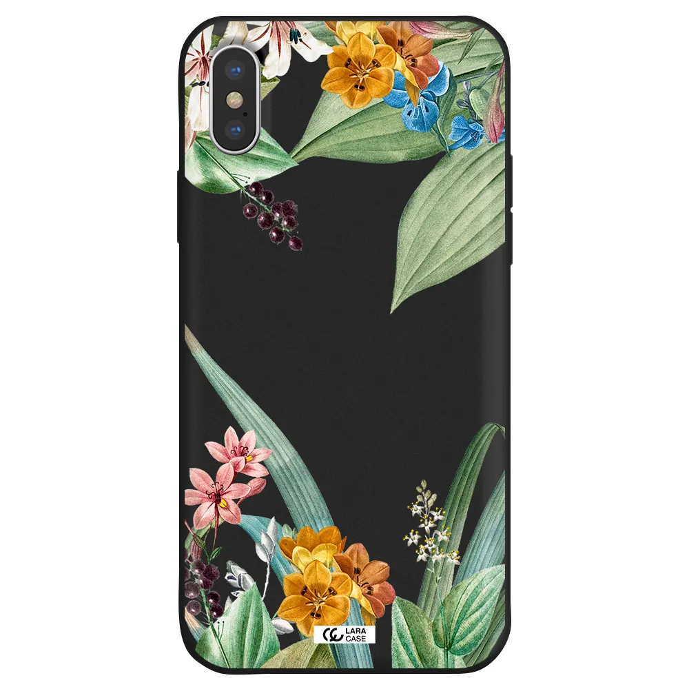 Summer Flower Vector Apple iPhone XS Silicone black Case