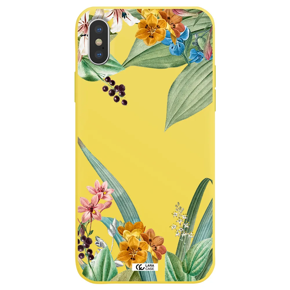 Summer Flower Vector Apple iPhone XS Silicone canary yellow Case