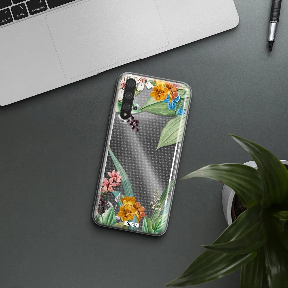 Summer Flower Vector Huawei Nova 5t Clear TPU Case