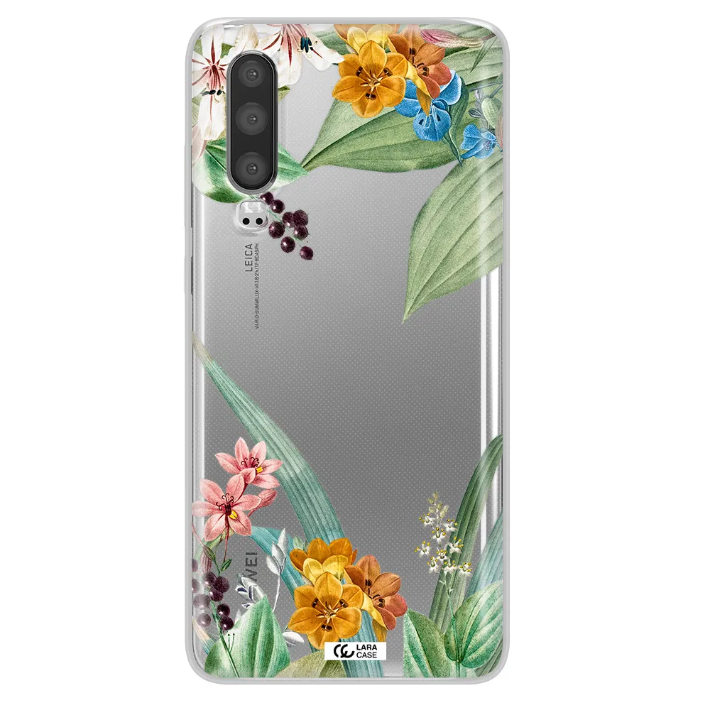 Summer Flower Vector Huawei P30 Clear TPU Case