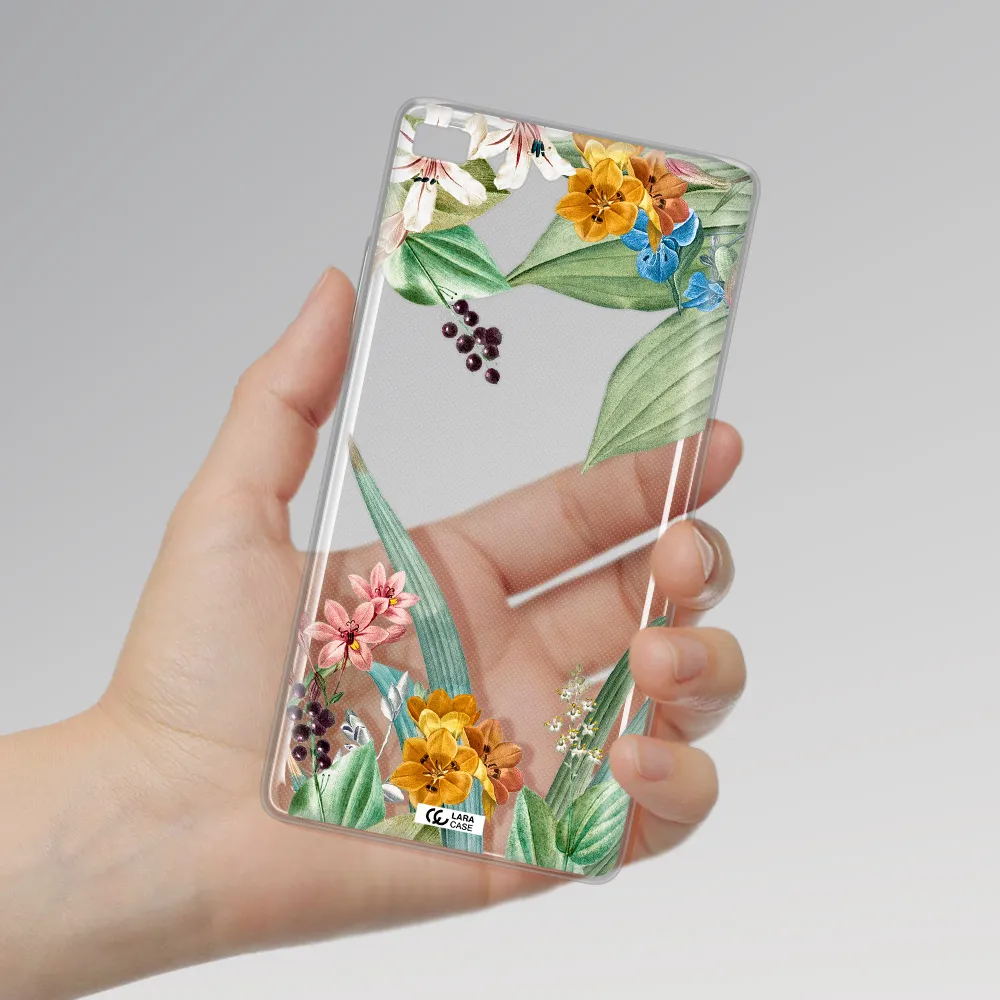 Summer Flower Vector Huawei P8 Clear TPU Case