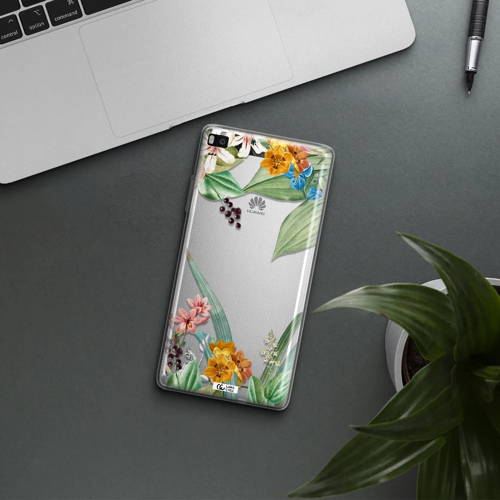 Summer Flower Vector Huawei P8 Clear TPU Case