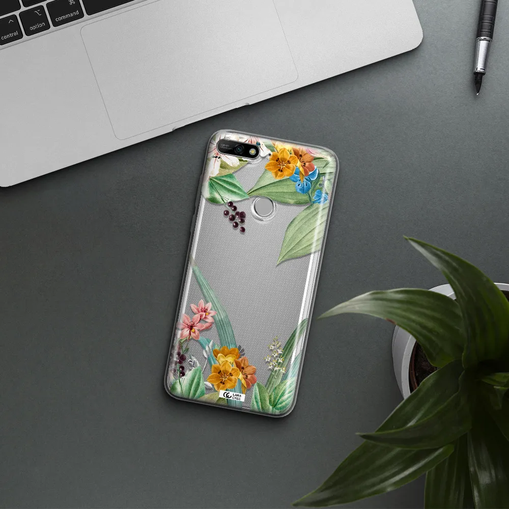 Summer Flower Vector Huawei Y7 2018 Clear TPU Case