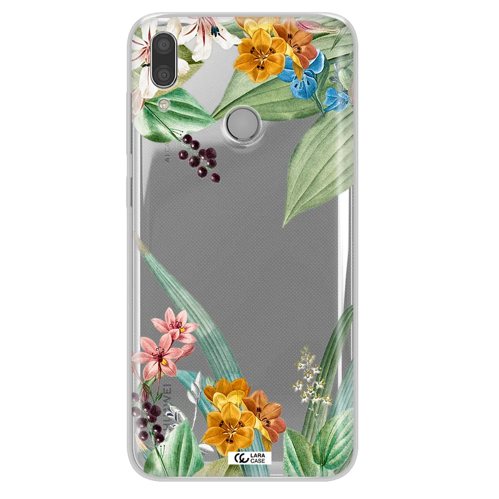 Summer Flower Vector Huawei Y7 2019 Clear TPU Case