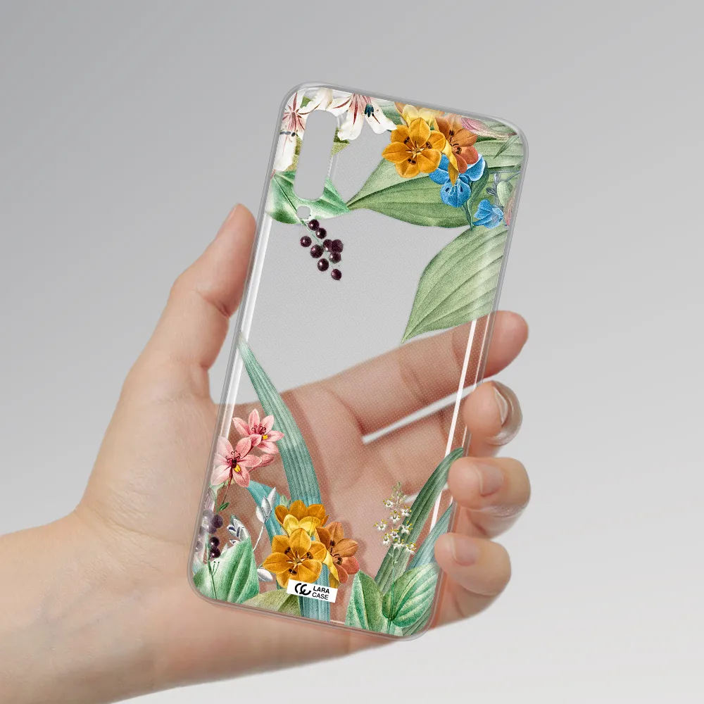 Summer Flower Vector Samsung A70 Clear TPU Case