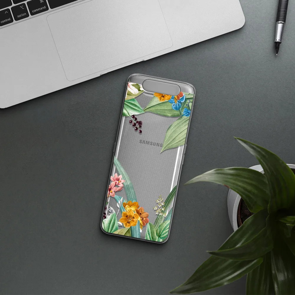 Summer Flower Vector Samsung A80 Clear TPU Case