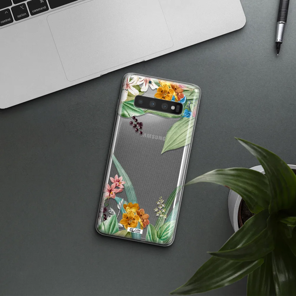Summer Flower Vector Samsung S10 Clear TPU Case