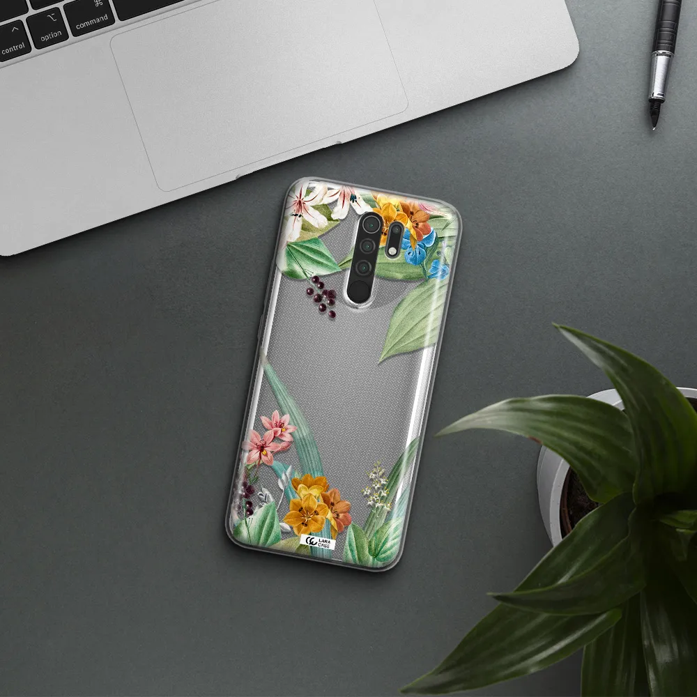 Summer Flower Vector Xiaomi Redmi 9 Clear TPU Case