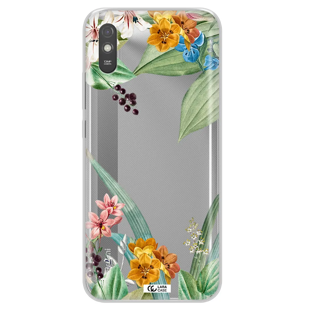 Summer Flower Vector Xiaomi Redmi 9A Clear TPU Case