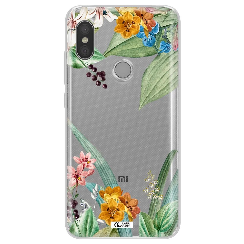 Summer Flower Vector Xiaomi Redmi Note 6 Pro Clear TPU Case