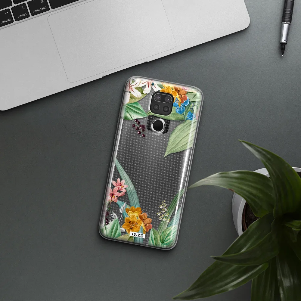 Summer Flower Vector Xiaomi Redmi Note 9 Clear TPU Case