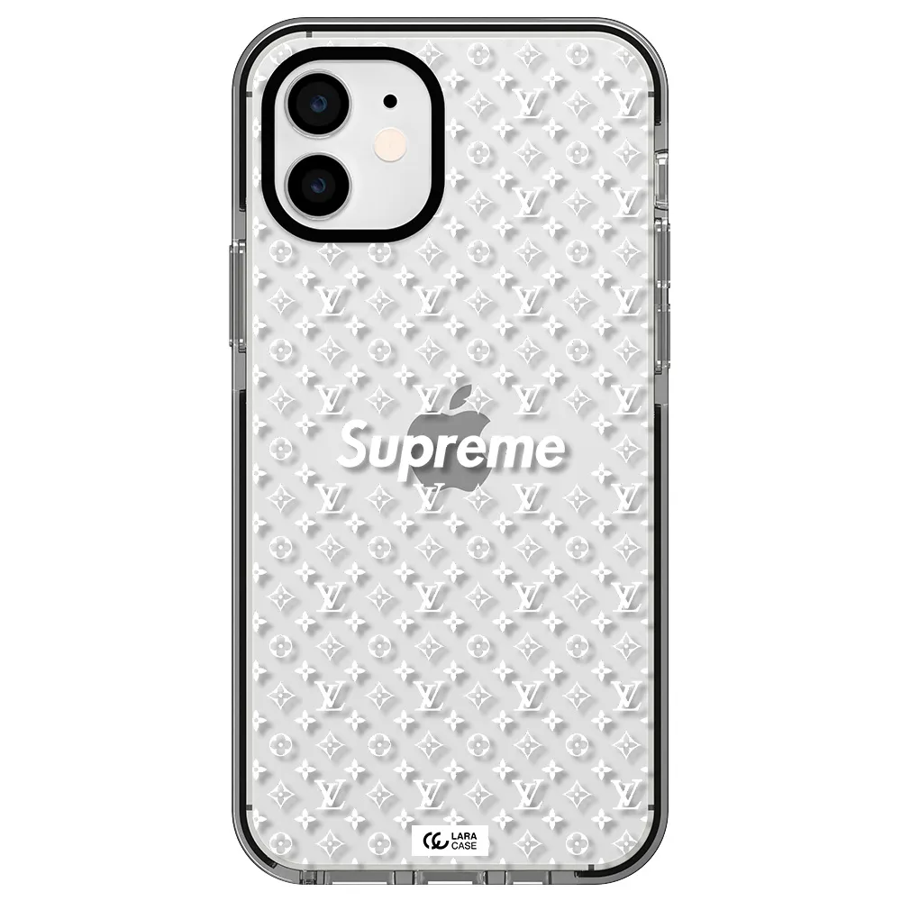 Supreme Center Apple iPhone 12 impact black border Case