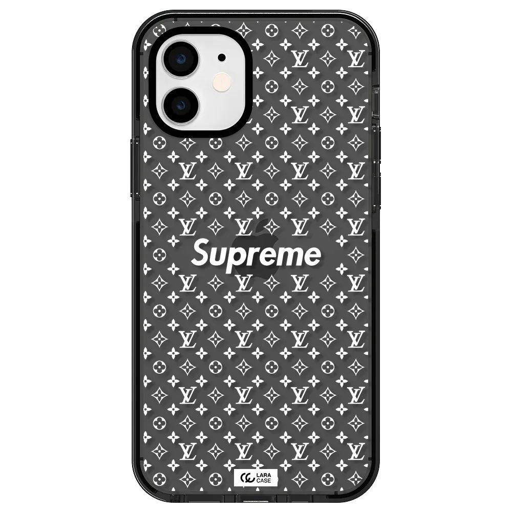 Supreme Center Apple iPhone 12 impact Smoke Black Case