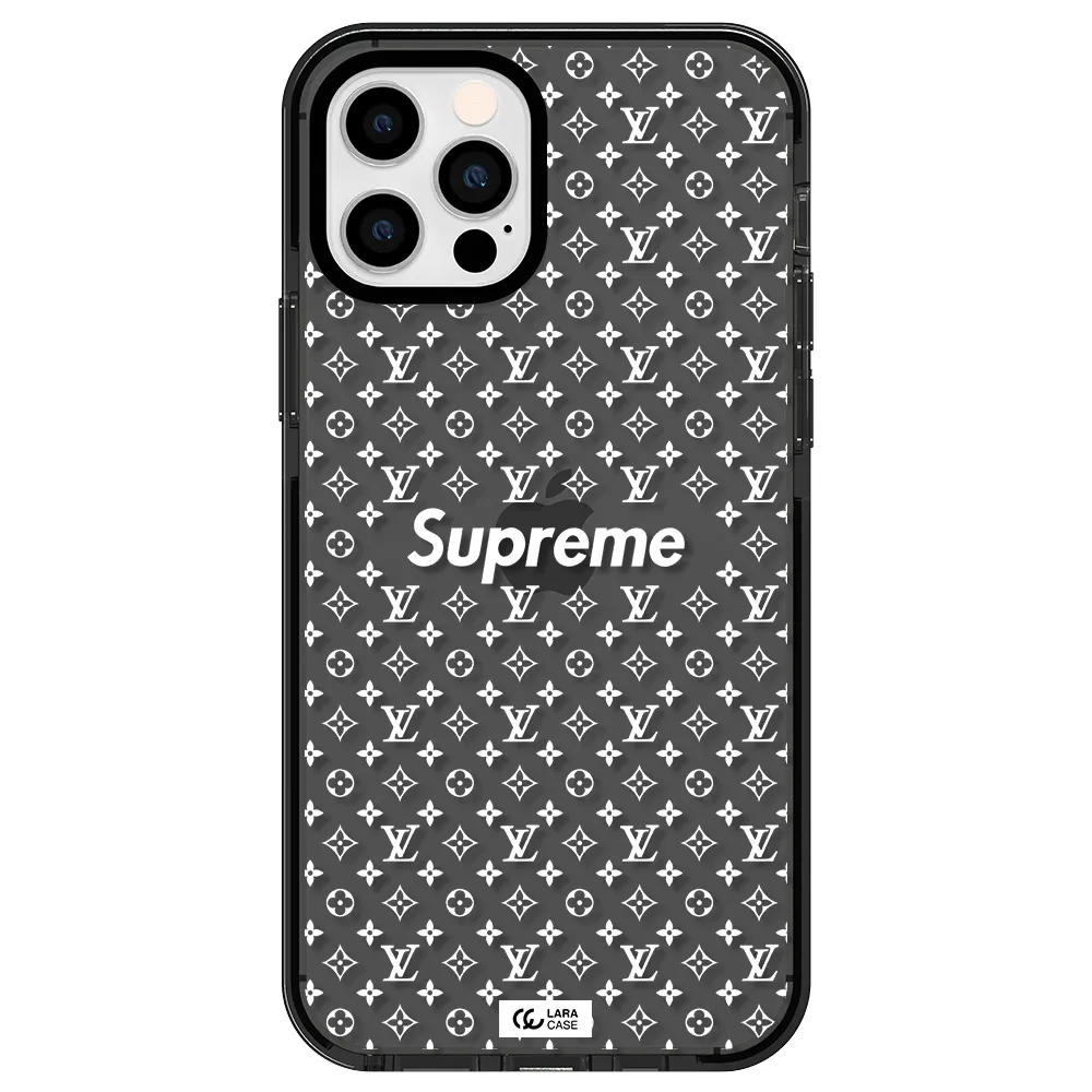 Supreme Center Apple iPhone 12 pro impact Smoke Black Case