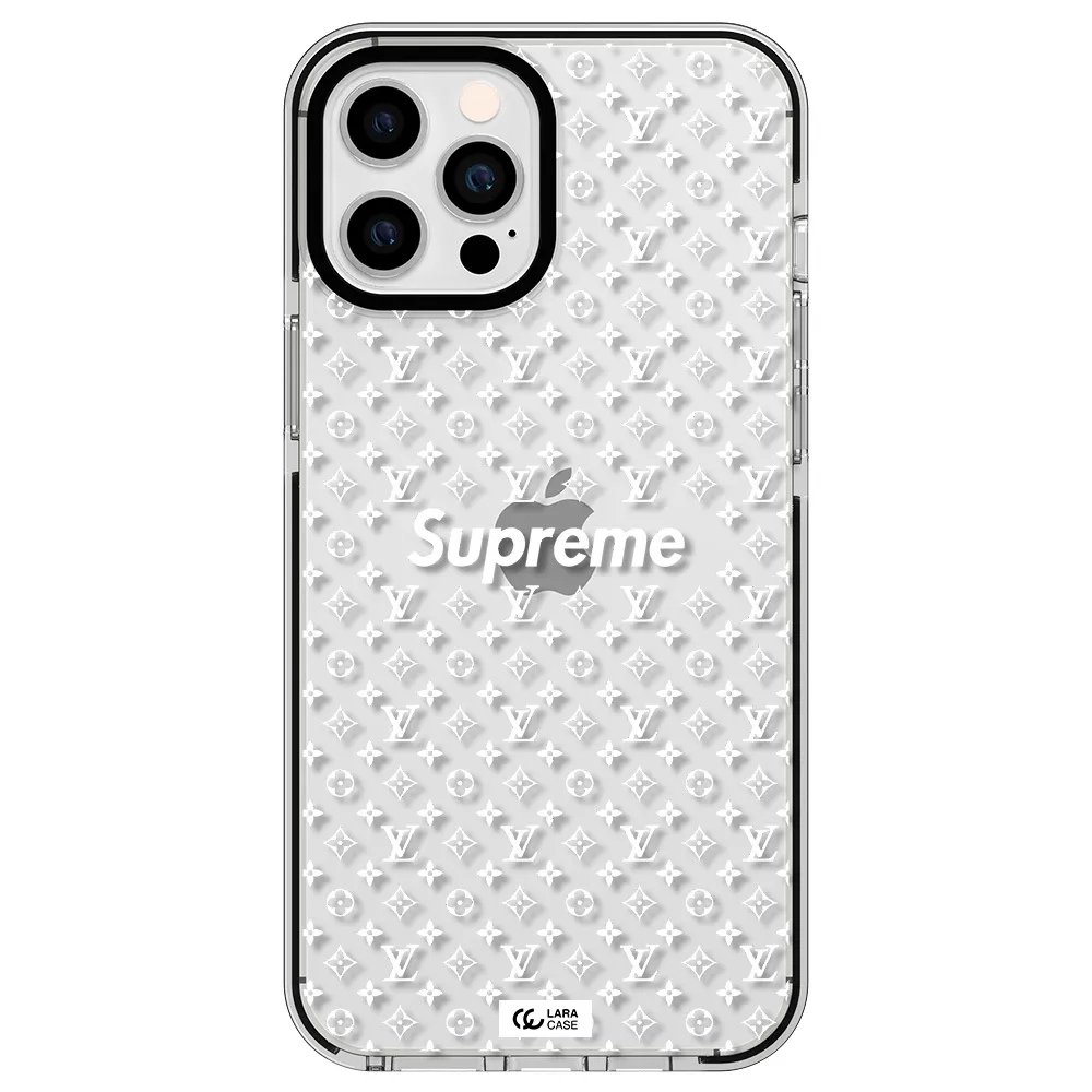 Supreme Center Apple iPhone 12 pro max impact black border Case