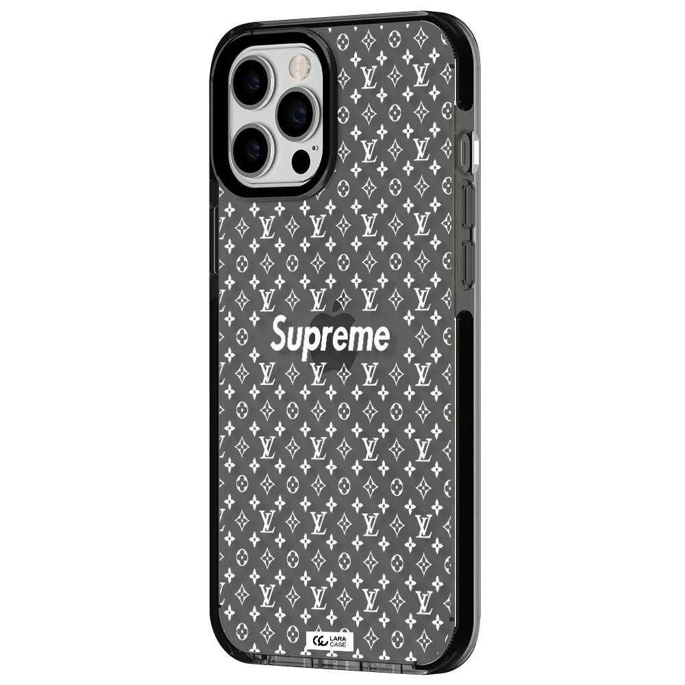Supreme Center Apple iPhone 12 pro max impact Smoke Black Case