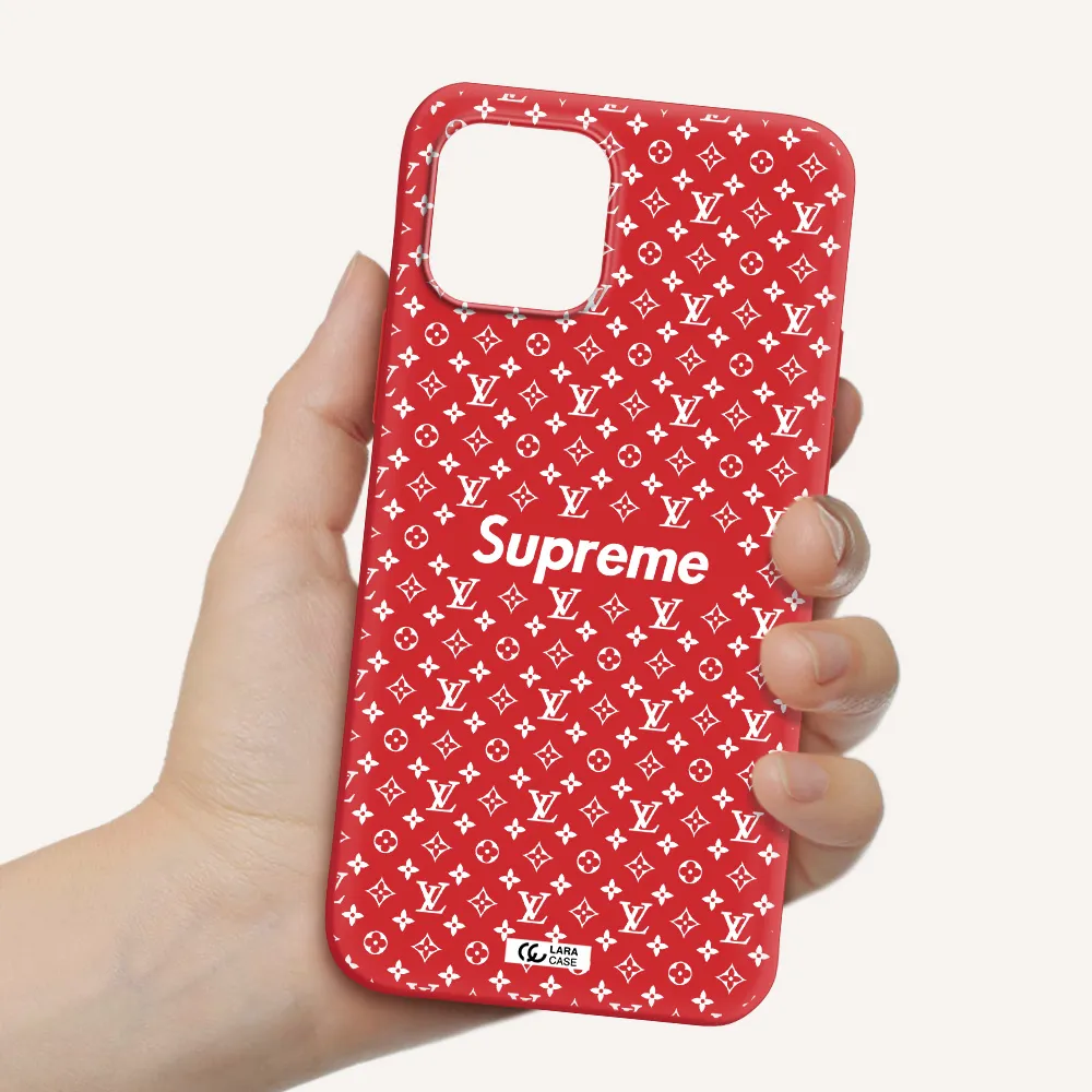 Supreme Center Apple iPhone 12 Silicone Imperial Red Case