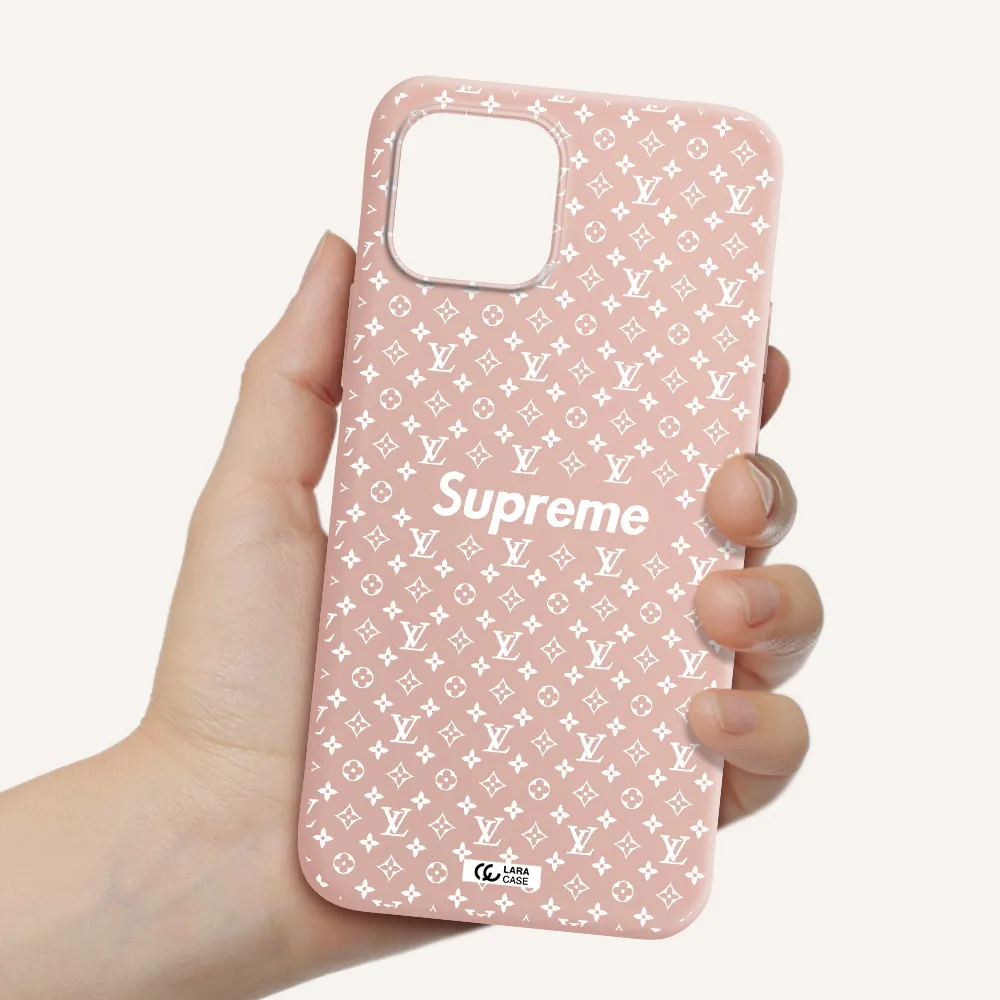 Supreme Center Apple iPhone 12 Silicone pastel pink Case