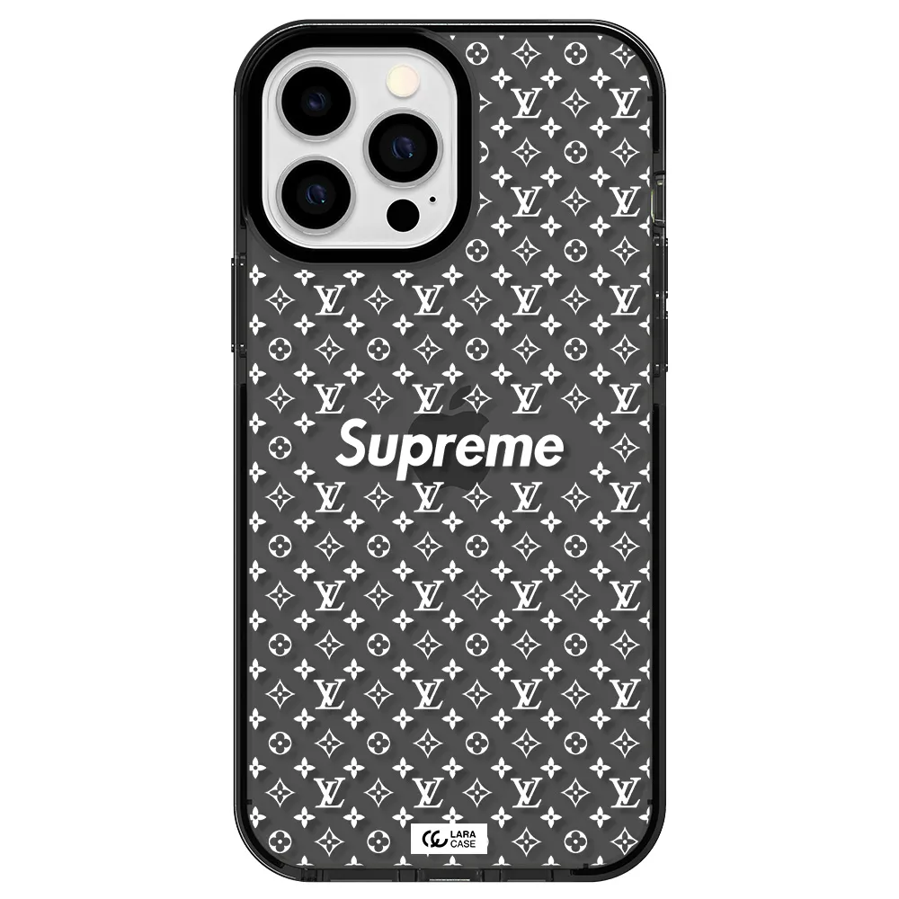 Supreme Center Apple iPhone 13 Pro Max impact Smoke Black Case